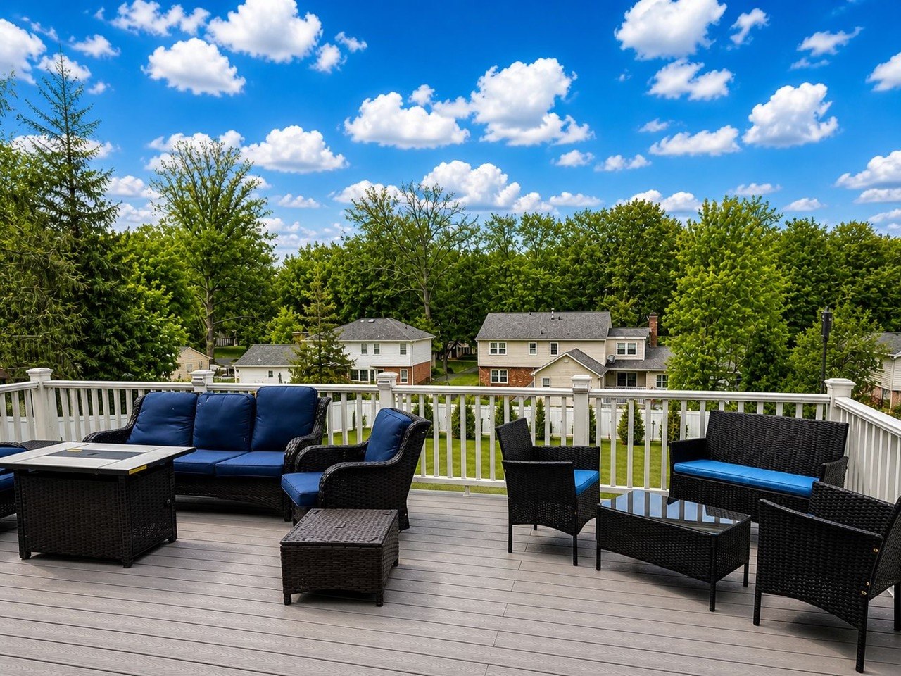 Beautiful backyard view with autumn landscape
